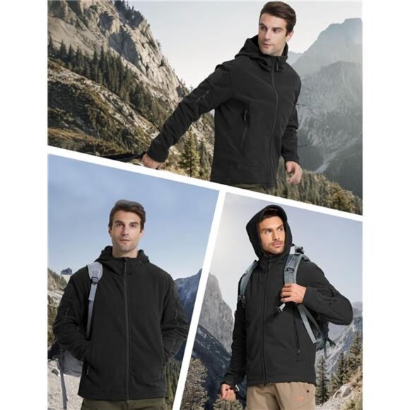 Mens Tactical Fleece Jacket Military Hoodie Outdoor Hiking Camping Winter Coat - Picture 5 of 7